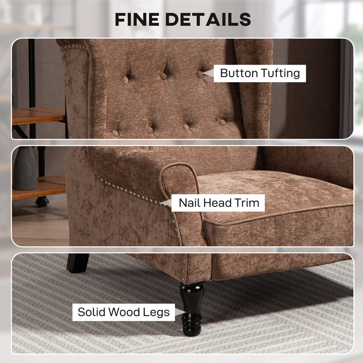 150° Reclining Vintage Armchair, with footrest - Brown