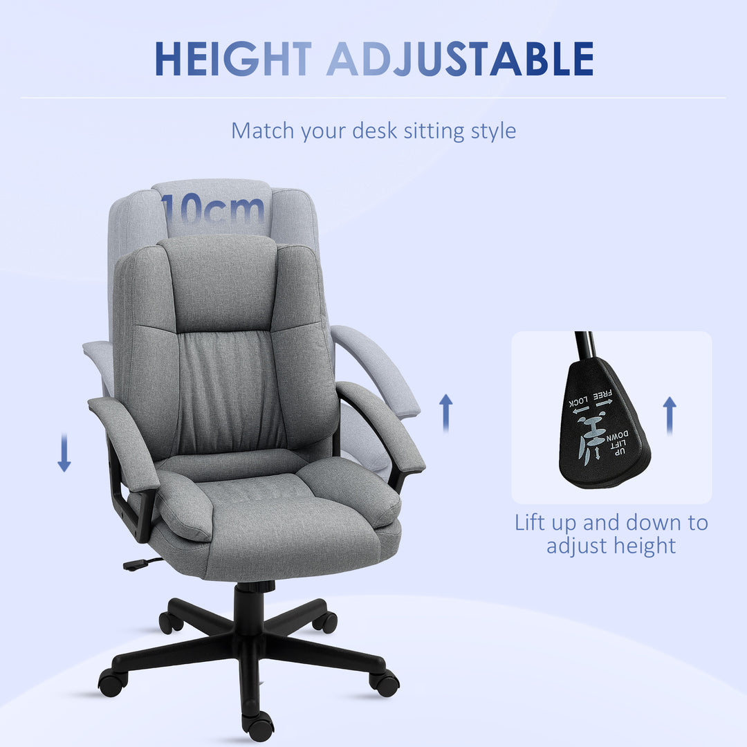 Linen-Look Padded Office Chair - Grey