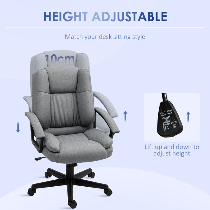 Linen-Look Padded Office Chair - Grey
