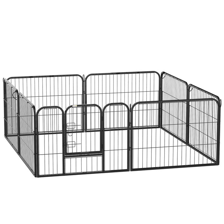 PawHut Heavy-Duty Dog Playpen, 8 Panel Steel Pet Exercise Pen, Foldable and Portable, Black