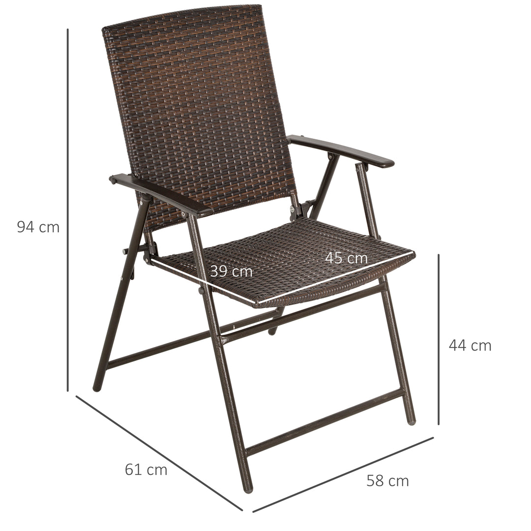 Set of Two Folding Rattan Seat Chairs - Brown