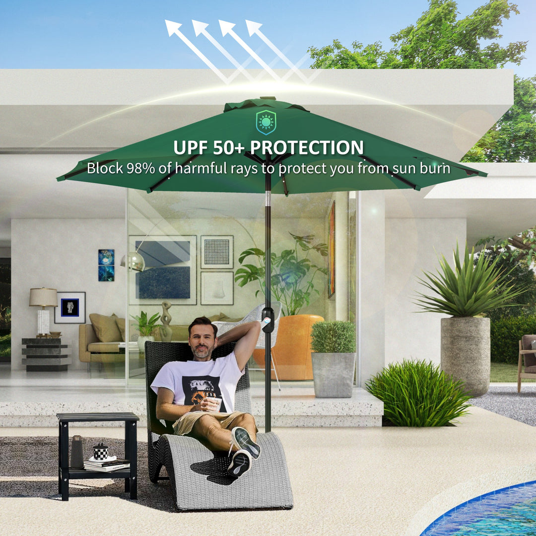3 m Replacement Parasol Canopy with Top Vent, UPF 50+ Garden Parasol Replacement Canopy, 8 Rib Parasol Cover Replacement Fits Various Frames, Green