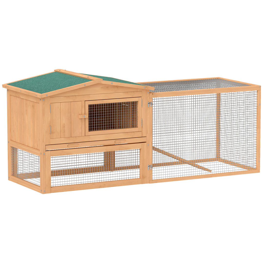 MCL Wooden Rabbit Hutch Guinea Pig hutch House 2 Tier with Rabbit Run for Outdoor Garden Backyard, 85 x 24 x 57cm