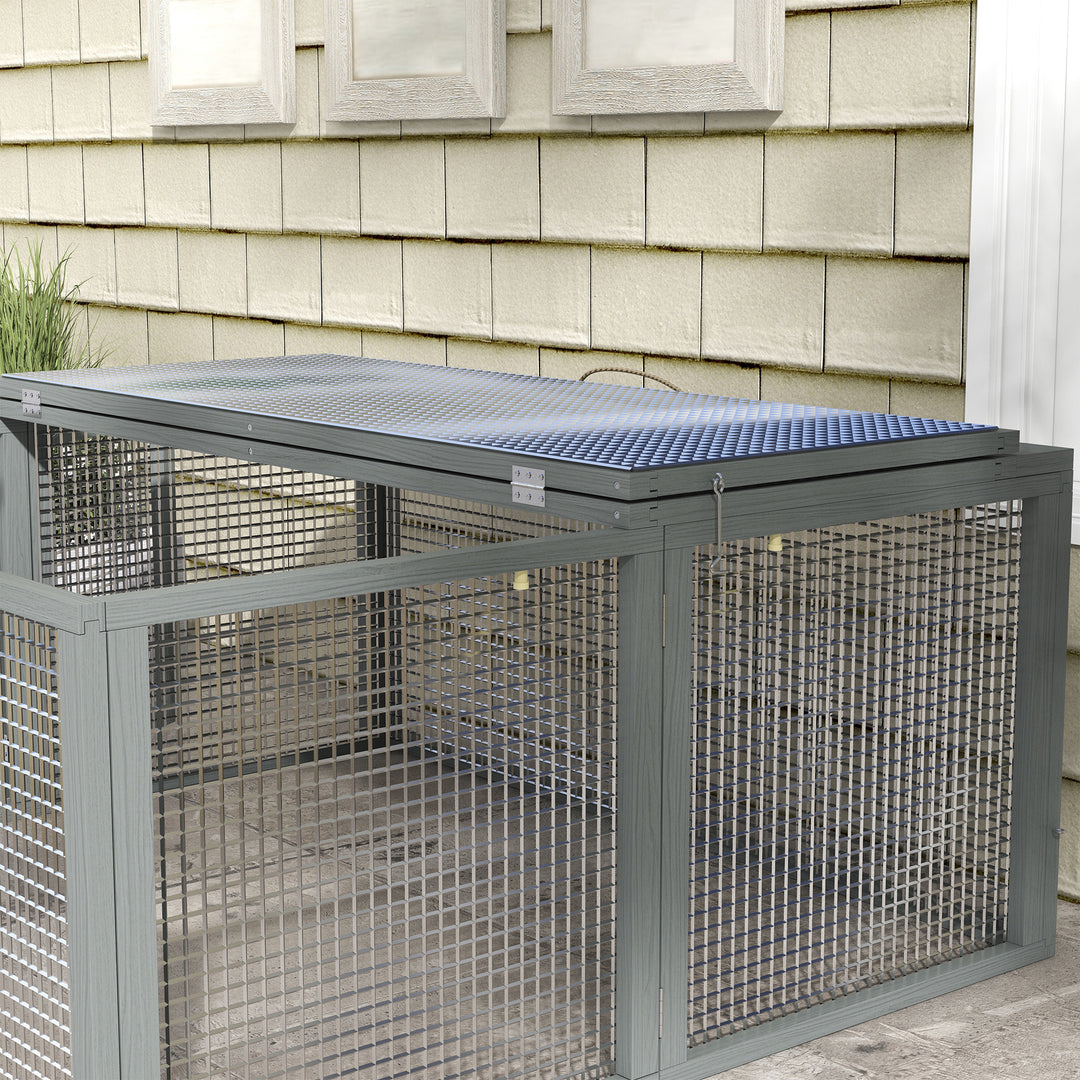 Wooden Folding Rabbit Hutch, for 2-3 Rabbits - Grey