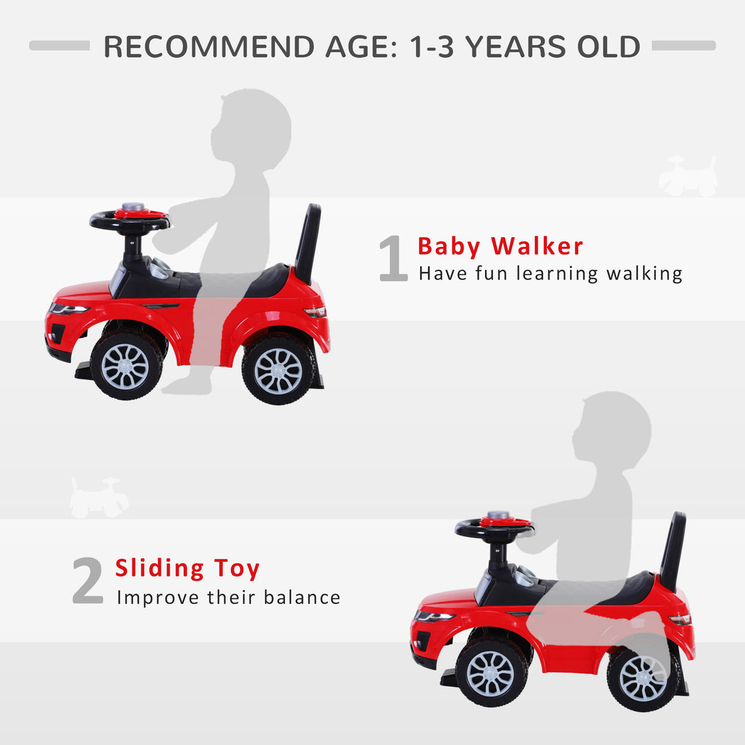 MCL 3-in-1 Ride On Car Foot To Floor Slider Toddler w/ Horn Steering Wheel NO POWER Manual Under Seat Storage Safe Design for 1-3 Year Old Red