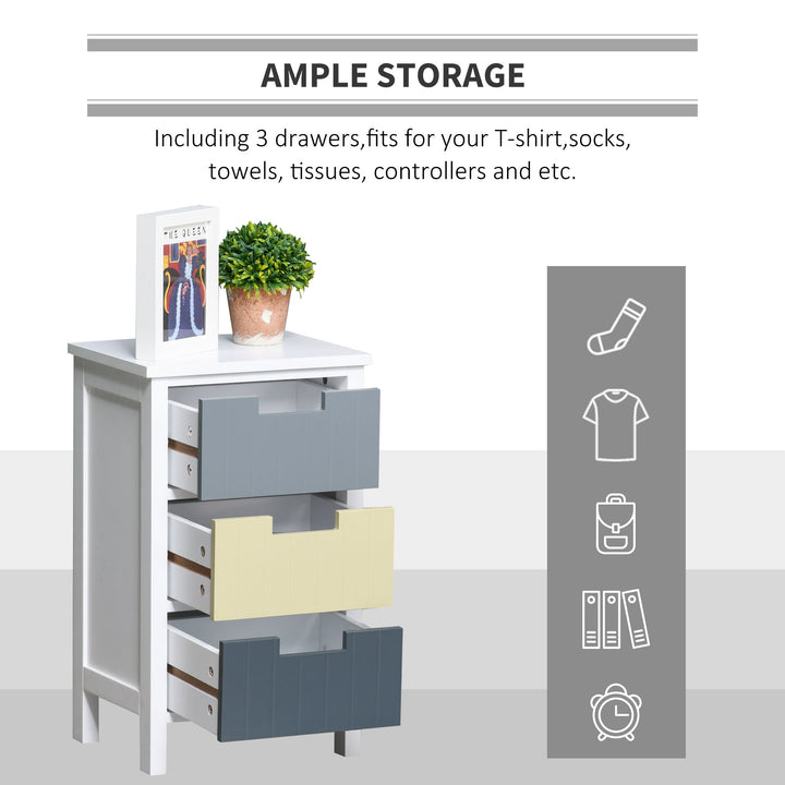 3 Drawer Storage Tower, Dresser Chest with Wood Top, Organiser Unit for Closets Bedroom Nursery Room Hallway
