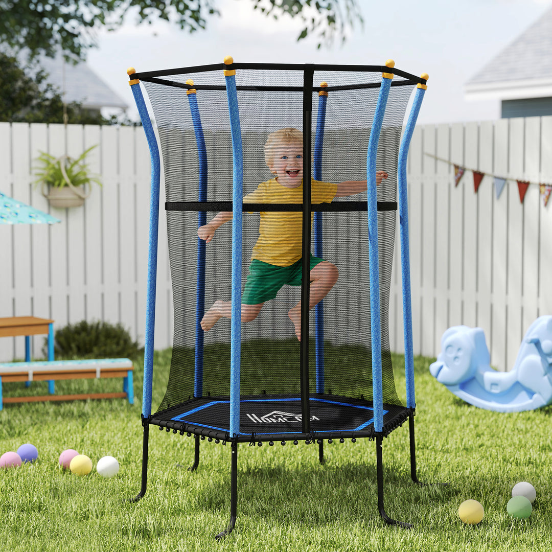 Kids Trampoline Mini Bouncer with Enclosure Safety Net For Ages 3-10 Years - Blue