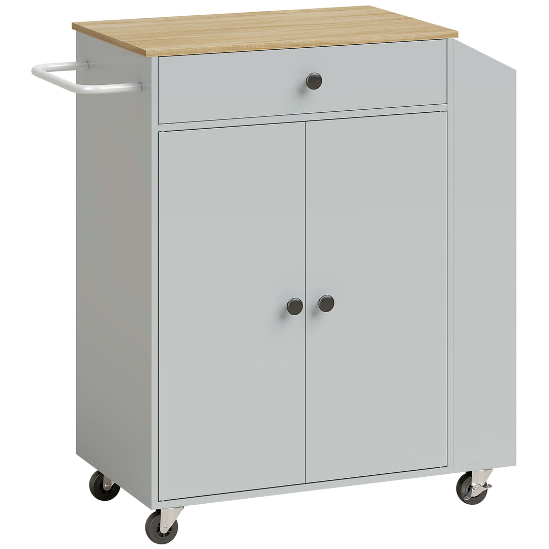 HOMCOM Rolling Kitchen Island with 3-Tier Spice Rack, Kitchen Storage Cart with Drawer and Towel Rack - Light Blue