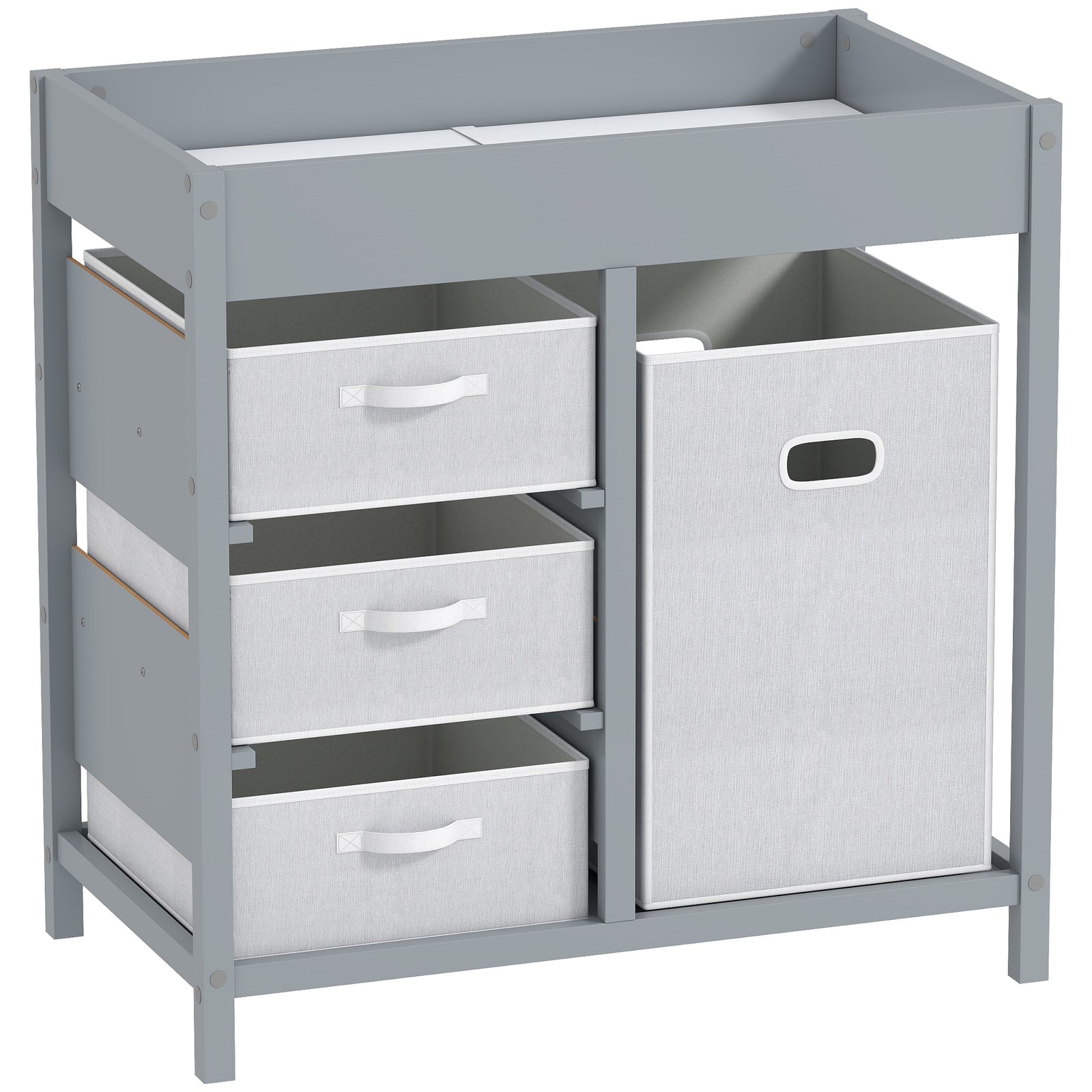 AIYAPLAY Baby Changing Unit with 4 Storage Drawers, Mat for Bedroom Nursery, 84 x 84.5 cm, Grey