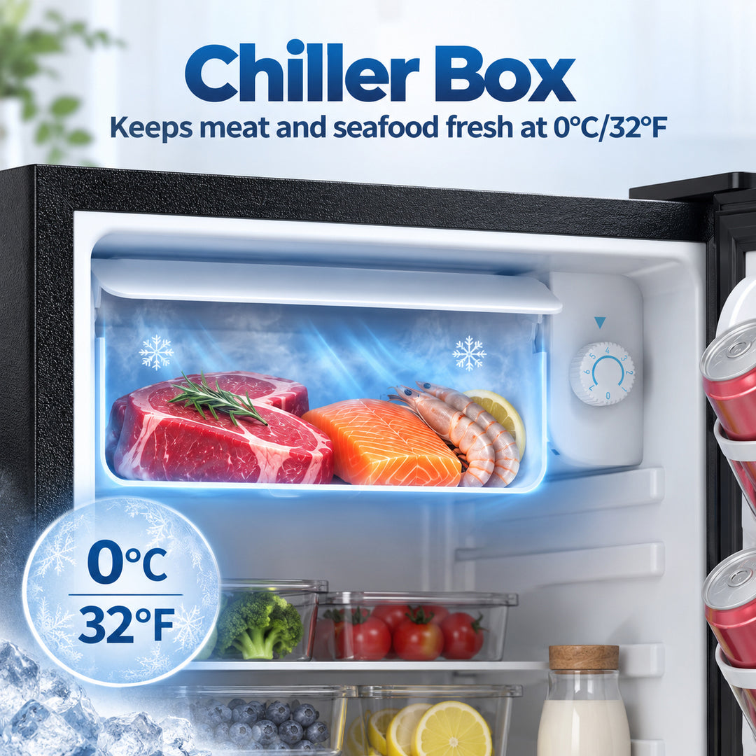 73 L Mini Fridge with Chiller Box, Single Door Compact Refrigerator - view 4