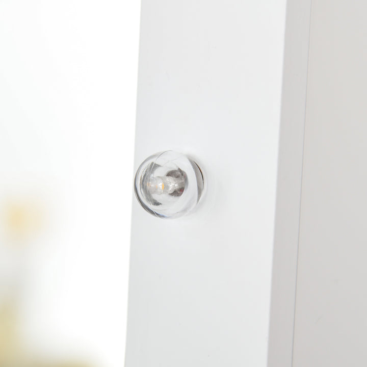 MCL Free Standing LED Mirrored Jewelry Cabinet Armoire Floor Organiser W/ 3 Angle Adjustable For Rings Earrings Bracelets Cosmetics Warm White