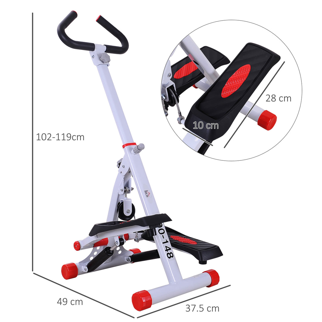 MCL Stepper w/ Handle Hand Grip Workout Fitness Machine For Fitness Aerobic Exercise Home Gym Red