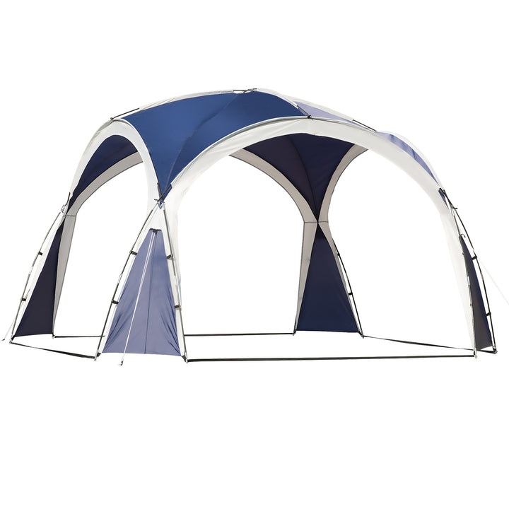 3.5 x 3.5M Camping Gazebo, Outdoor Event Shelter Dome Tent Garden Sun Shelter Patio Spire Arc Pavilion Camp Sun Shade Tent for 6-8 Person, Blue and Grey