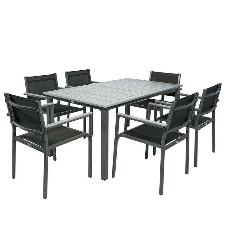 Garden Dining Set with Acacia Wood Table Top, Outdoor Table and Stacka
