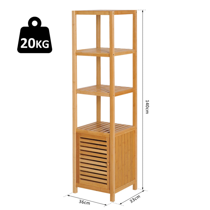 MCL 140cm Tall Bathroom Cabinet, Freestanding Storage Unit w/ 3 Shelves, Utility Organiser Cupboard for Home Kitchen