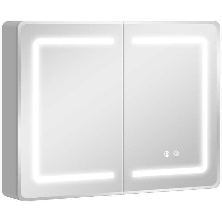 Mirrored Bathroom Cabinet with LED Lights, 60 x 80 cm Bathroom Mirror 