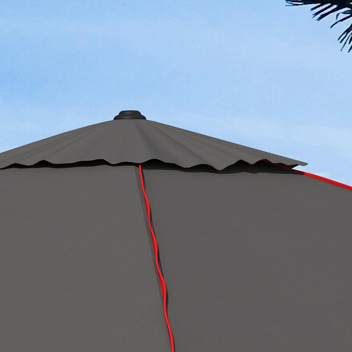 215cm Square Canopy Parasol, with Contrast Piping - Grey/Red