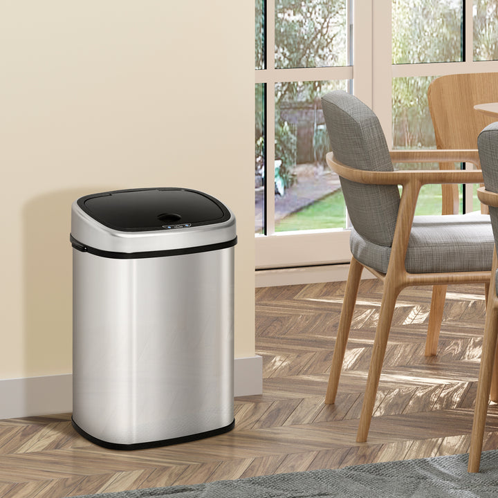 HOMCOM Stainless Steel Sensor Dustbin Automatic Touchless Rubbish Garbage Waste Bin 48L | Aosom UK