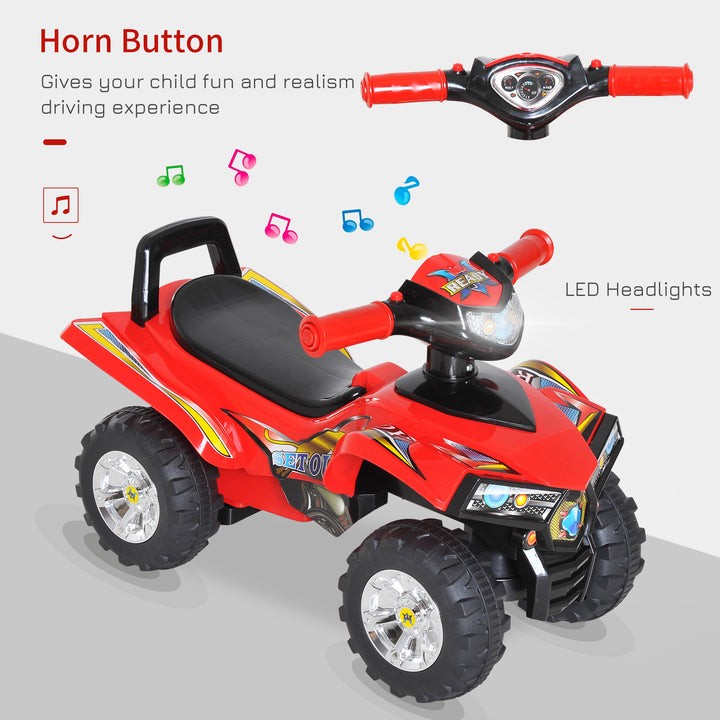 MCL Kids Children Ride-on Toy Off Road Style Quad Bike Racing Car NO POWER 4 Wheels Horn Music Red