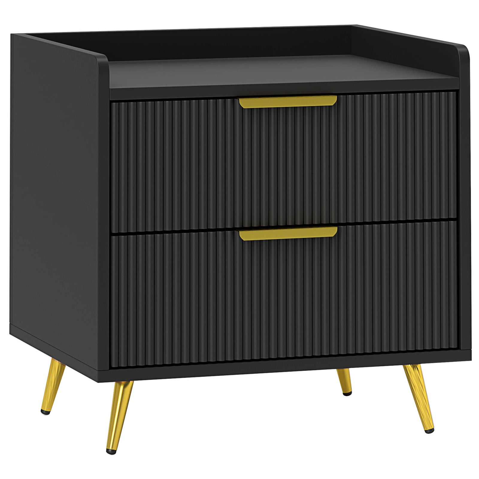 Elegant Two-Drawer Bedside Table - Black