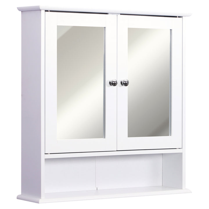Wall-mounted Bathroom Cabinet Mirror Door Organiser Storage Shelves Living Room White
