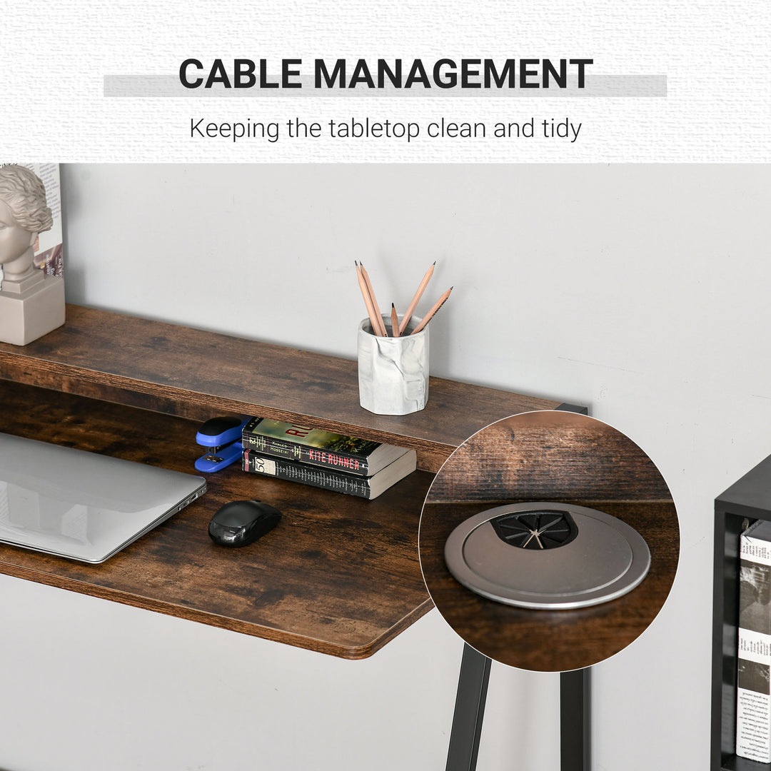 MCL Writing Desk Computer Table Home Office PC Laptop Workstation Storage Shelf 100L x 45W cm Rustic Brown