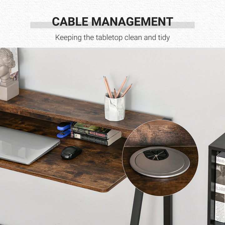 MCL Writing Desk Computer Table Home Office PC Laptop Workstation Storage Shelf 100L x 45W cm Rustic Brown