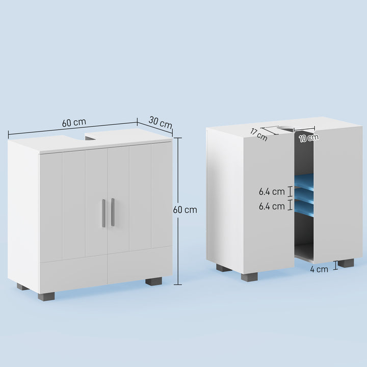 MCL Pedestal Under Sink Cabinet, Modern Bathroom Vanity Unit, Storage Cupboard with Double Doors, Adjustable Shelf, White