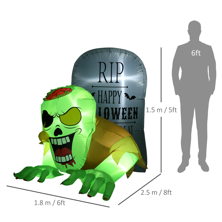 5FT Halloween Inflatables Ghost and Tombstone, Blow Up Outdoor Halloween Decorations with Build-in LED Lights for Garden, Lawn, Party