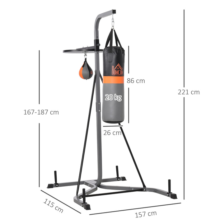 MCL Freestanding Boxing Punch Bag & Speed ball Station, for Home Gym, Grey
