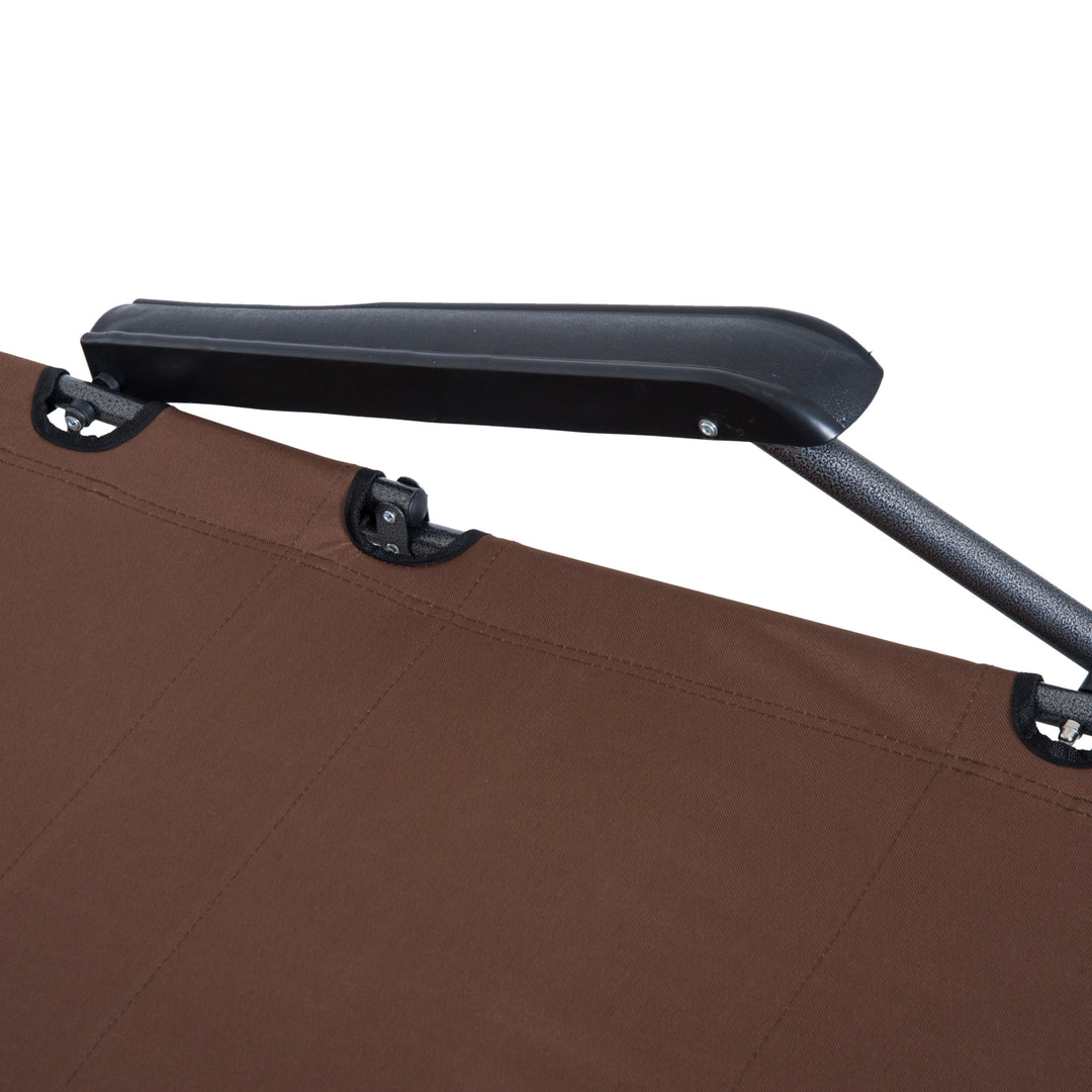 MCL 2 in 1 Folding Sun Lounger Reclining Garden Chair with 2-Level Adjustable Backrest, Outdoor Zero Gravity Recliner Garden Chair with Head Pillow and Armrests, Brown