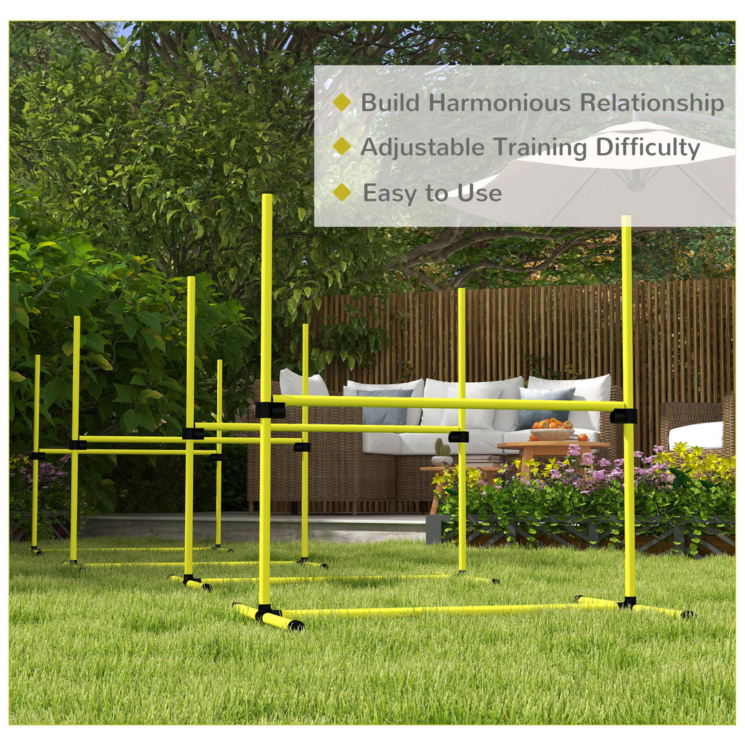 4 Pieces Dog Agility Training Equipment, Adjustable Height Jumps Hurdle with Carrying Bag for Outdoor, Yellow