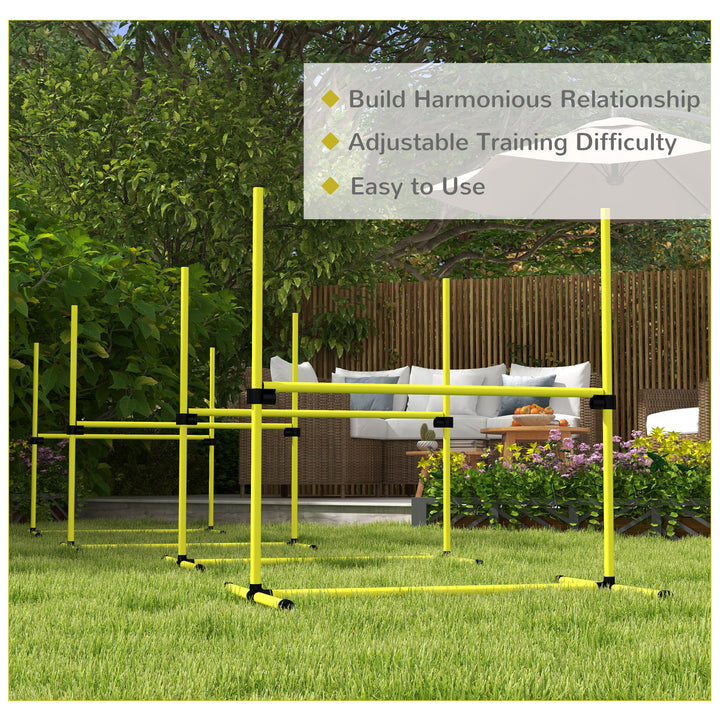 4 Pieces Dog Agility Training Equipment, Adjustable Height Jumps Hurdle with Carrying Bag for Outdoor, Yellow