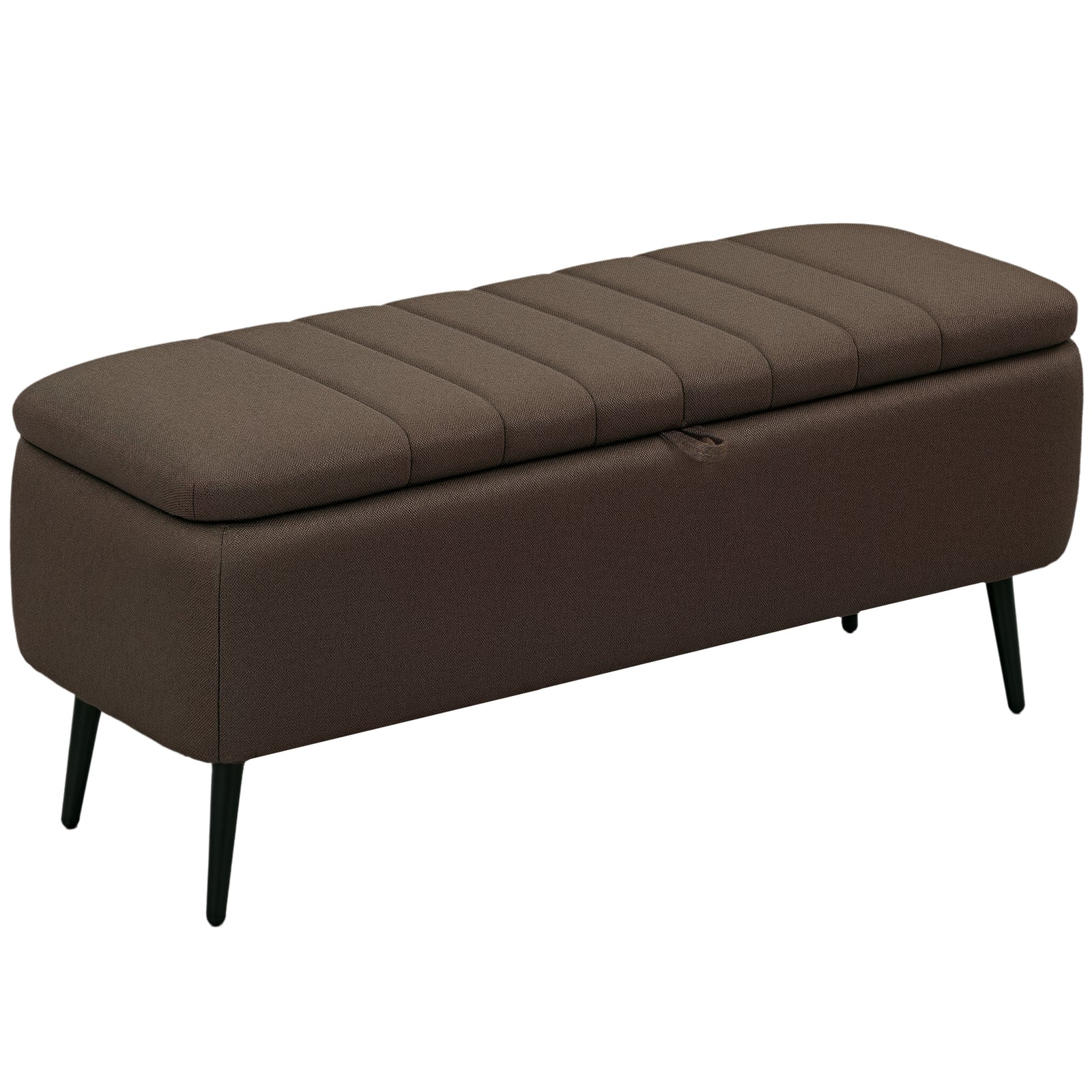 Linen-Look 92 x 31cm Storage Ottoman - Dark Brown