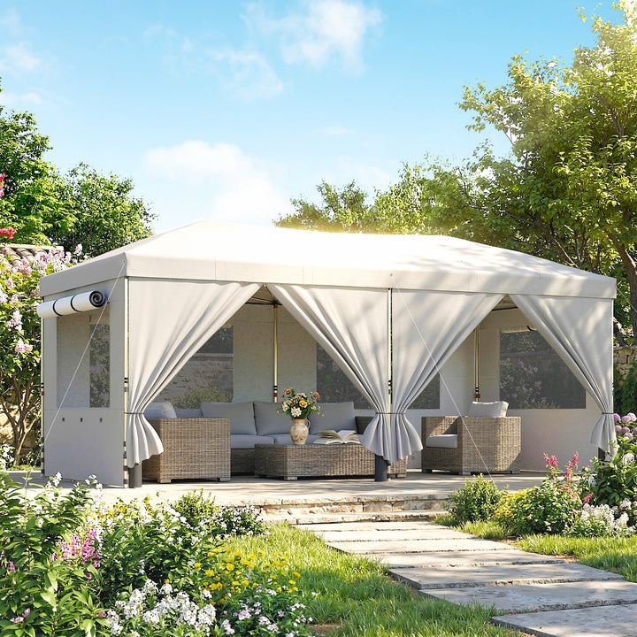 3 x 6 m Pop Up Canopy with UV50+ Protection Garden Gazebo with 6 Sidew