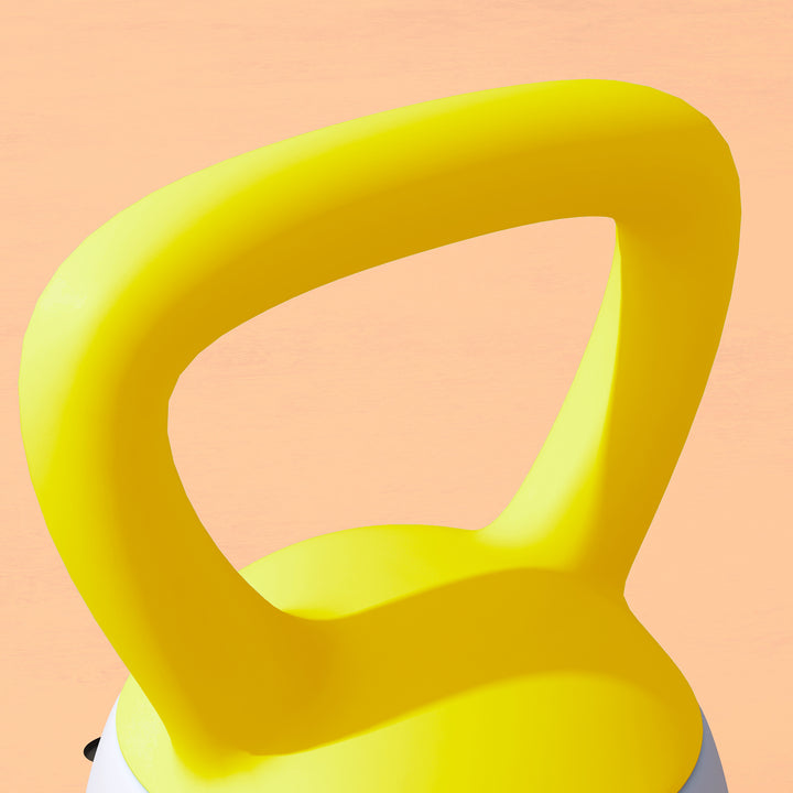 Soft Kettlebell, 8kg Kettle Bell with Non-Slip Handle for Home Gym Weight Lifting and Strength Training, Yellow and Grey