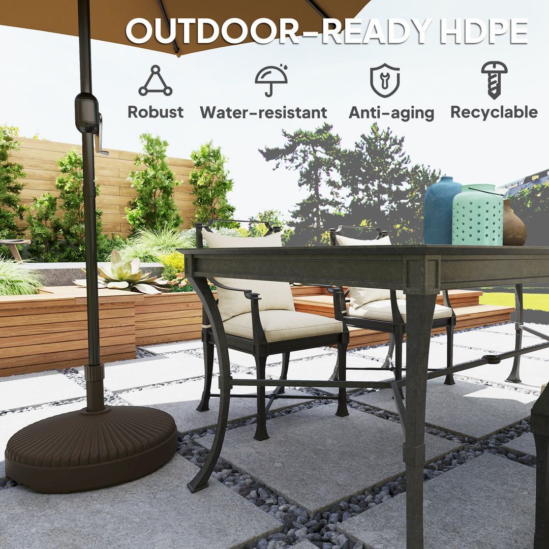 Garden Parasol Base Holder, 28kg Sand Filled, 23kg Water Filled, Sun Umbrella Base Outdoor Umbrella Stand Weight, Brown