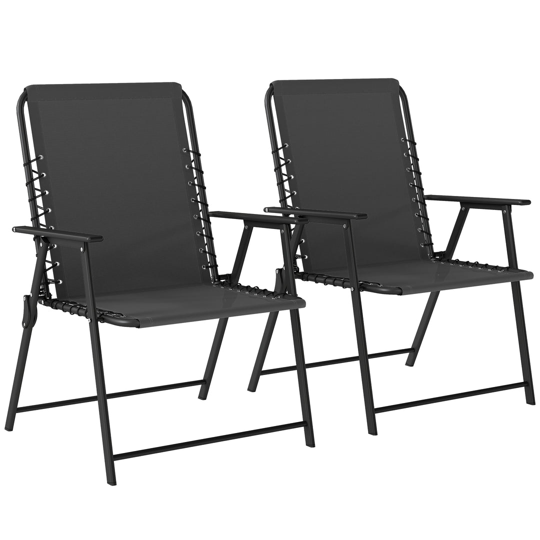 Folding Garden Chairs Set of 2, Outdoor Dining Chairs with Wide Textel