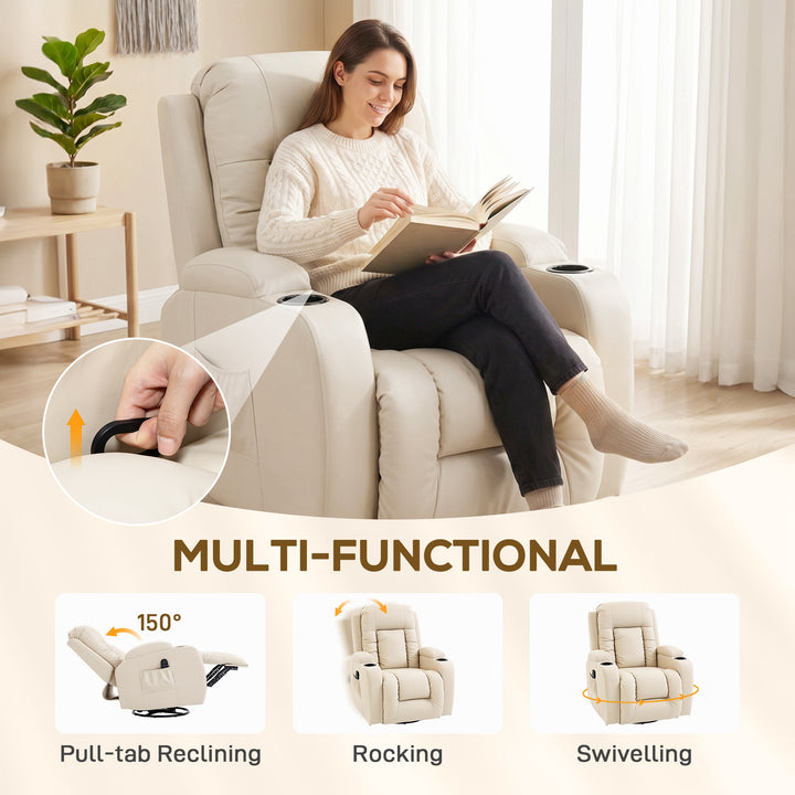 PU Leather Recliner Chair, Recliner Armchair with Extended Footrest, C