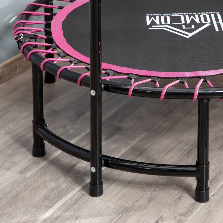 HOMCOM 45" Round Mini Trampoline Rebounder Indoor Outdoor Jumper with Adjustable Handle - Pink