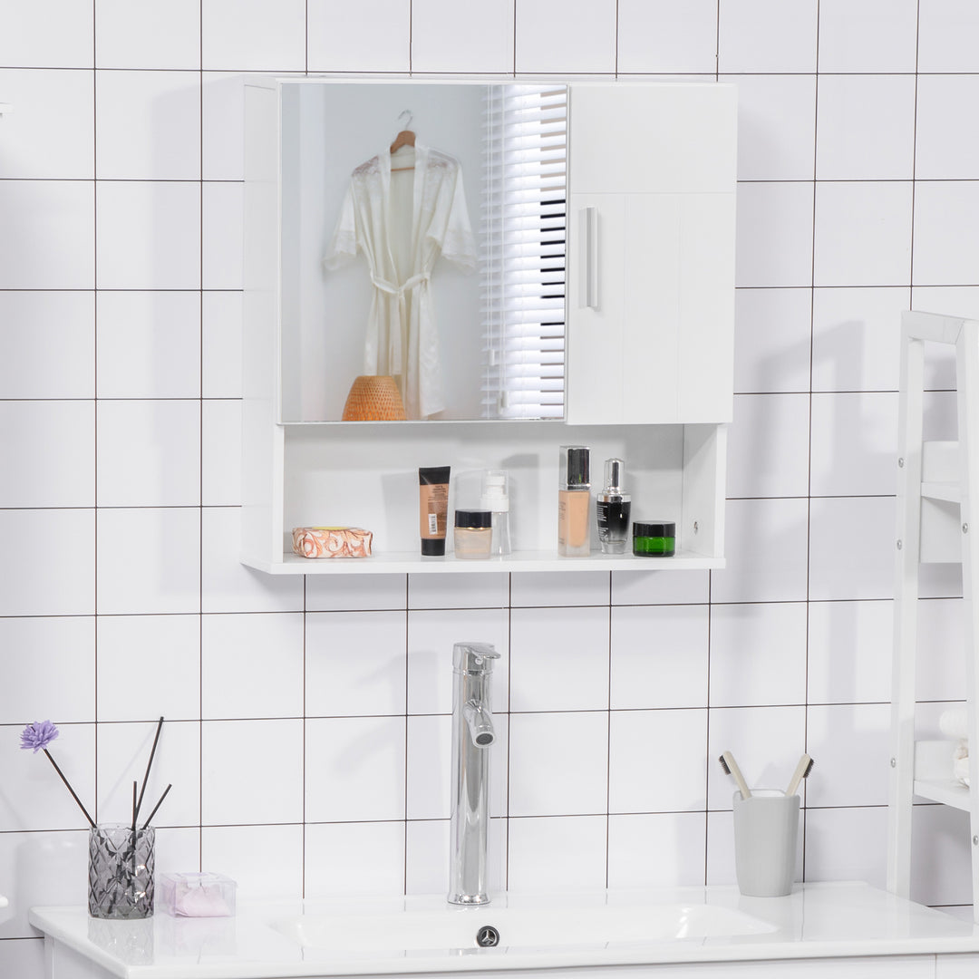 kleankin Wall-Mounted Bathroom Sanctuary: Double-Door Cabinet with Adjustable Shelving, Crisp White Finish | Aosom UK