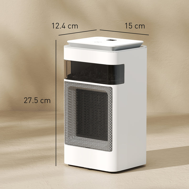 MCL Ceramic Electric Heater, 1500W Fan Space Heater with 3 Modes, 24H Timer, Flame Effect, Oscillation for Bedroom, White