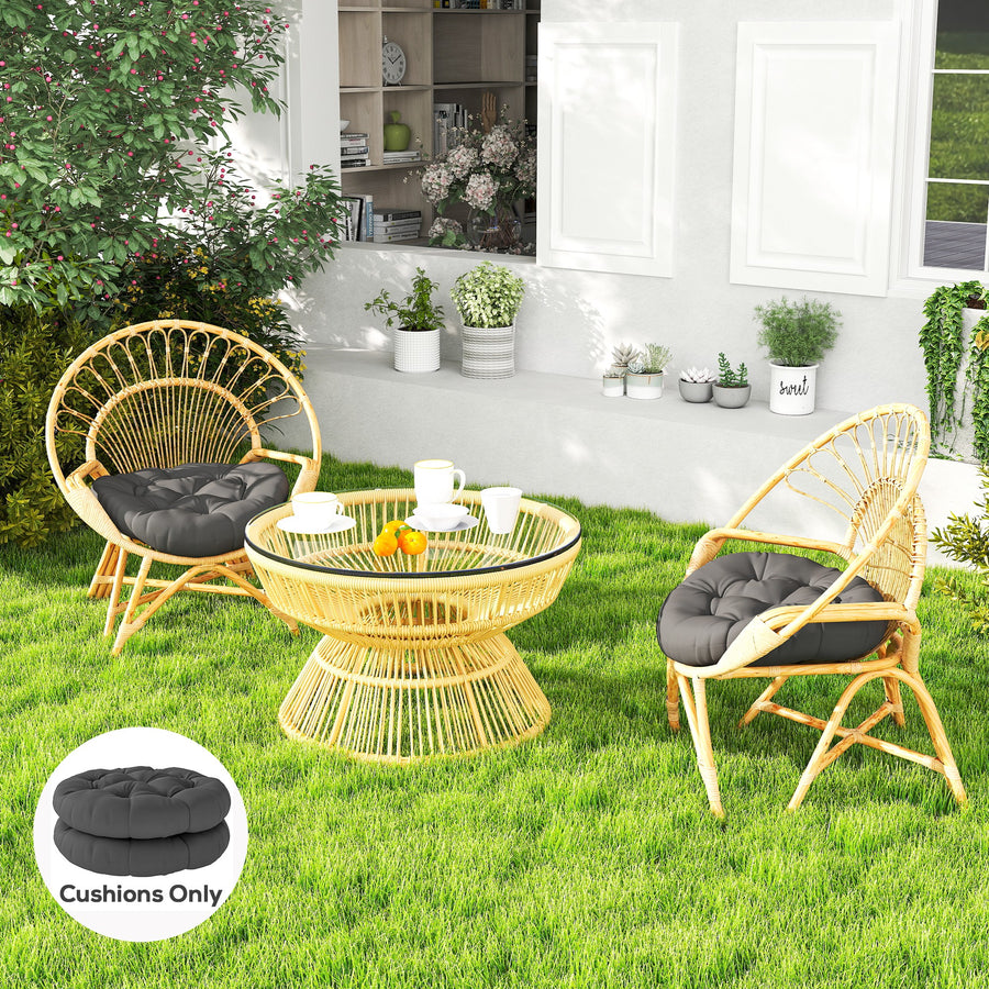 Set of Two Φ60cm Outdoor Cushions - Dark Grey