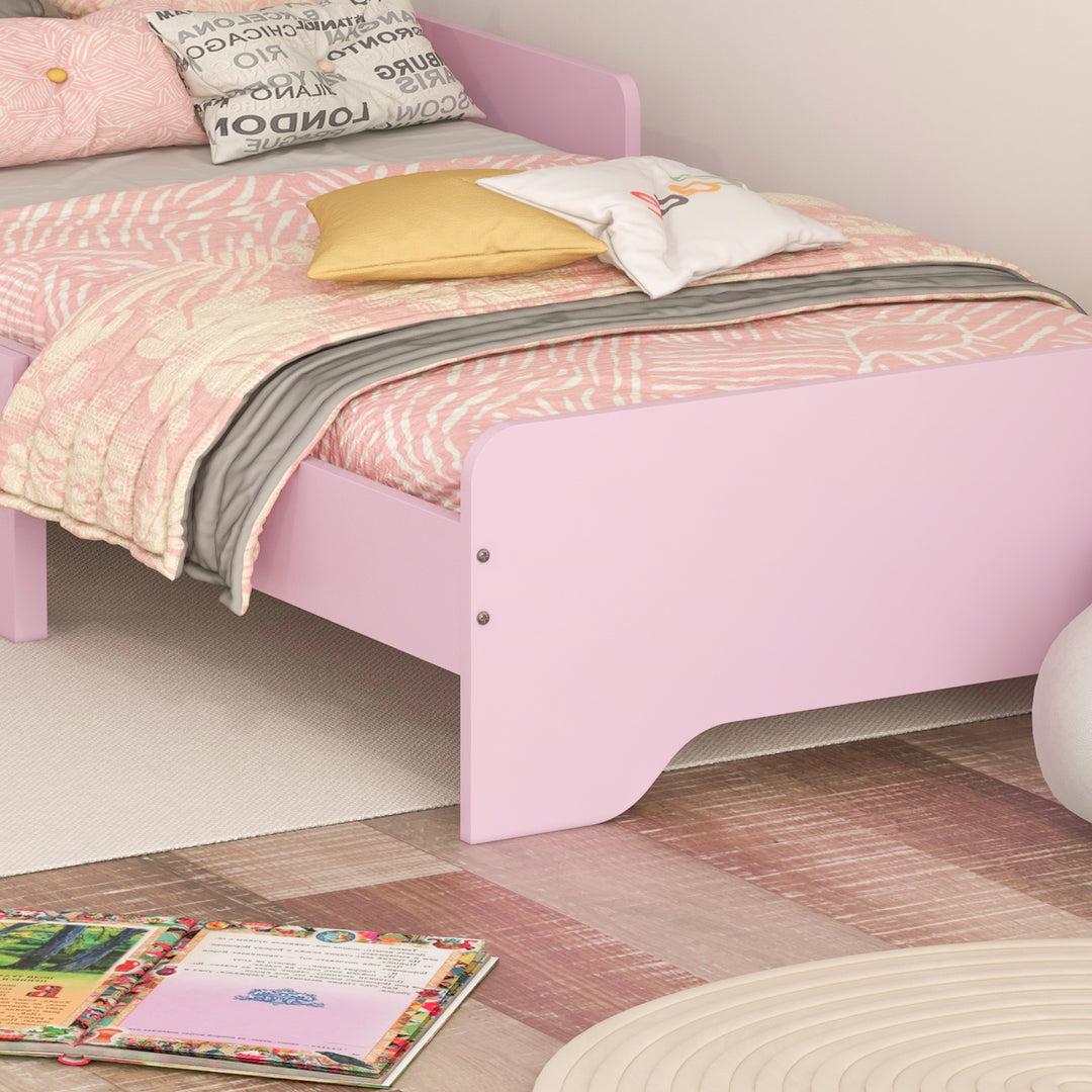 ZONEKIZ Toddler Bed Frame, Princess Bed for Kids, Cloud Design, 143 x 74 x 55 cm, Pink | Aosom UK