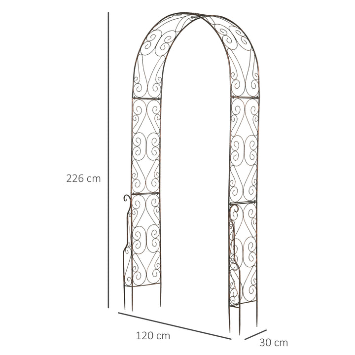 MCL Metal Garden Arch Trellis, Decorative Arbour Archway for Walkway Path Ceremony Wedding Party, 120 x 30 x 226cm