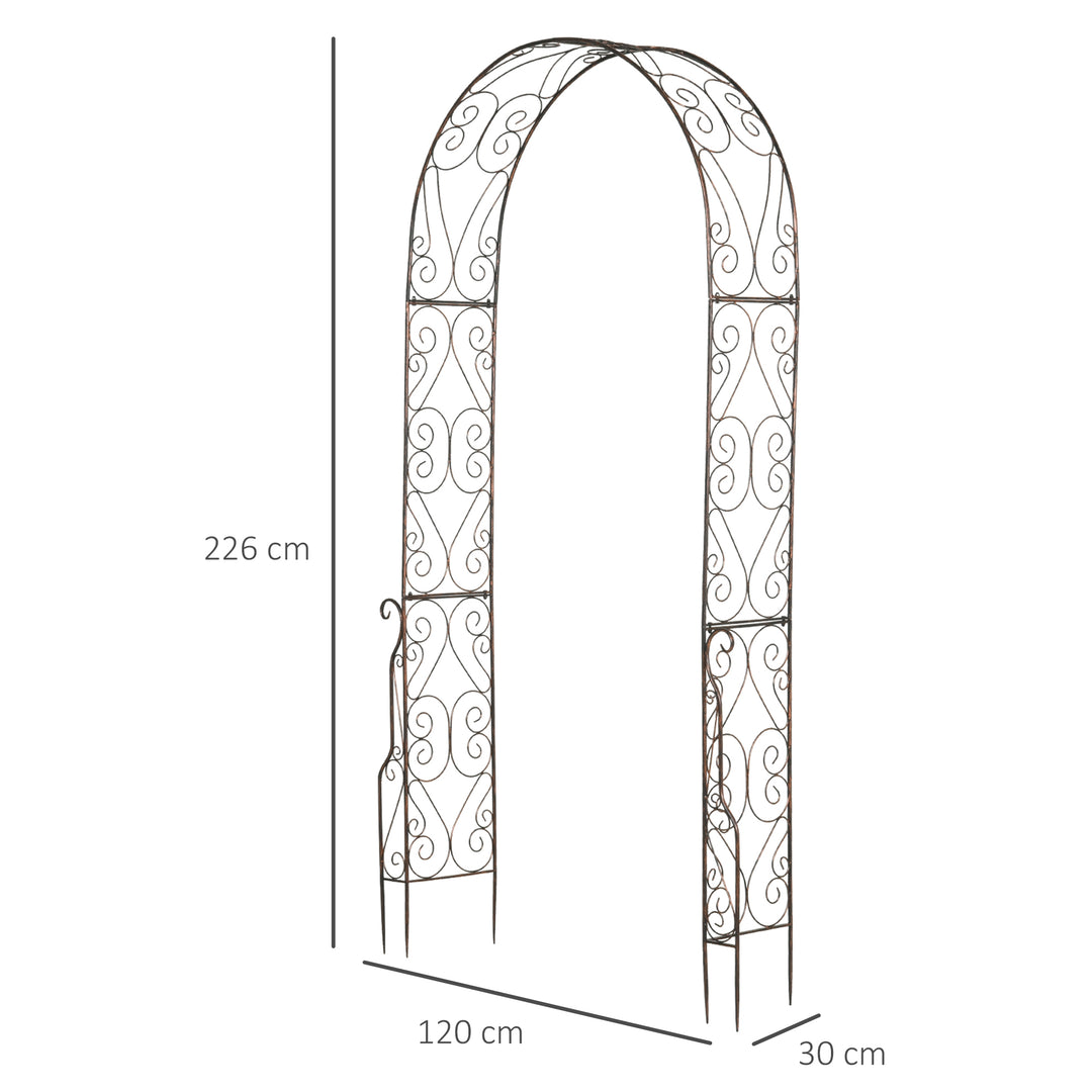 Metal Garden Arch Trellis, Decorative Arbour Archway for Walkway Path Ceremony Wedding Party, 120 x 30 x 226cm