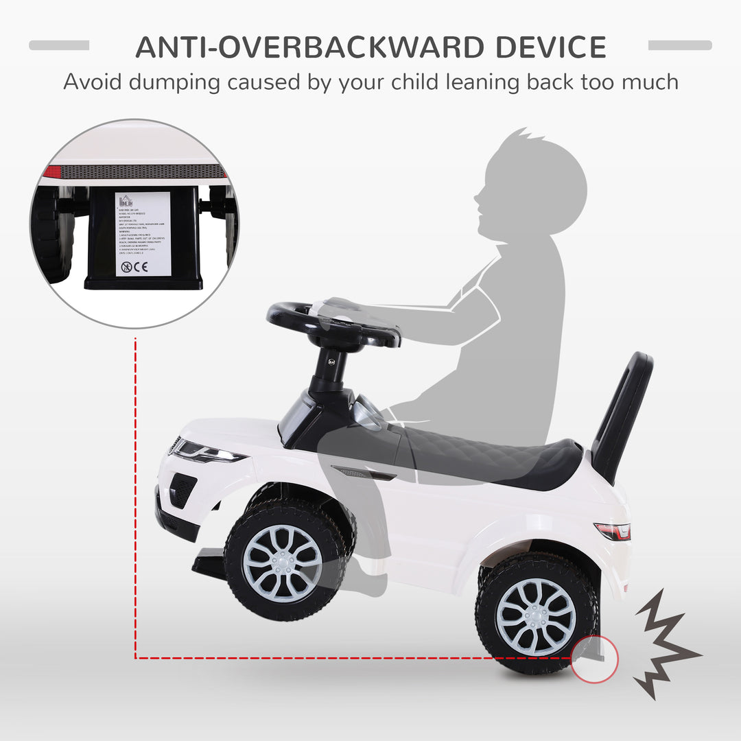 3-in-1 Ride On Car Foot To Floor Slider Toddler w/ Horn Steering Wheel NO POWER Manual Under Seat Storage Safe Design for 1-3 Year Old White