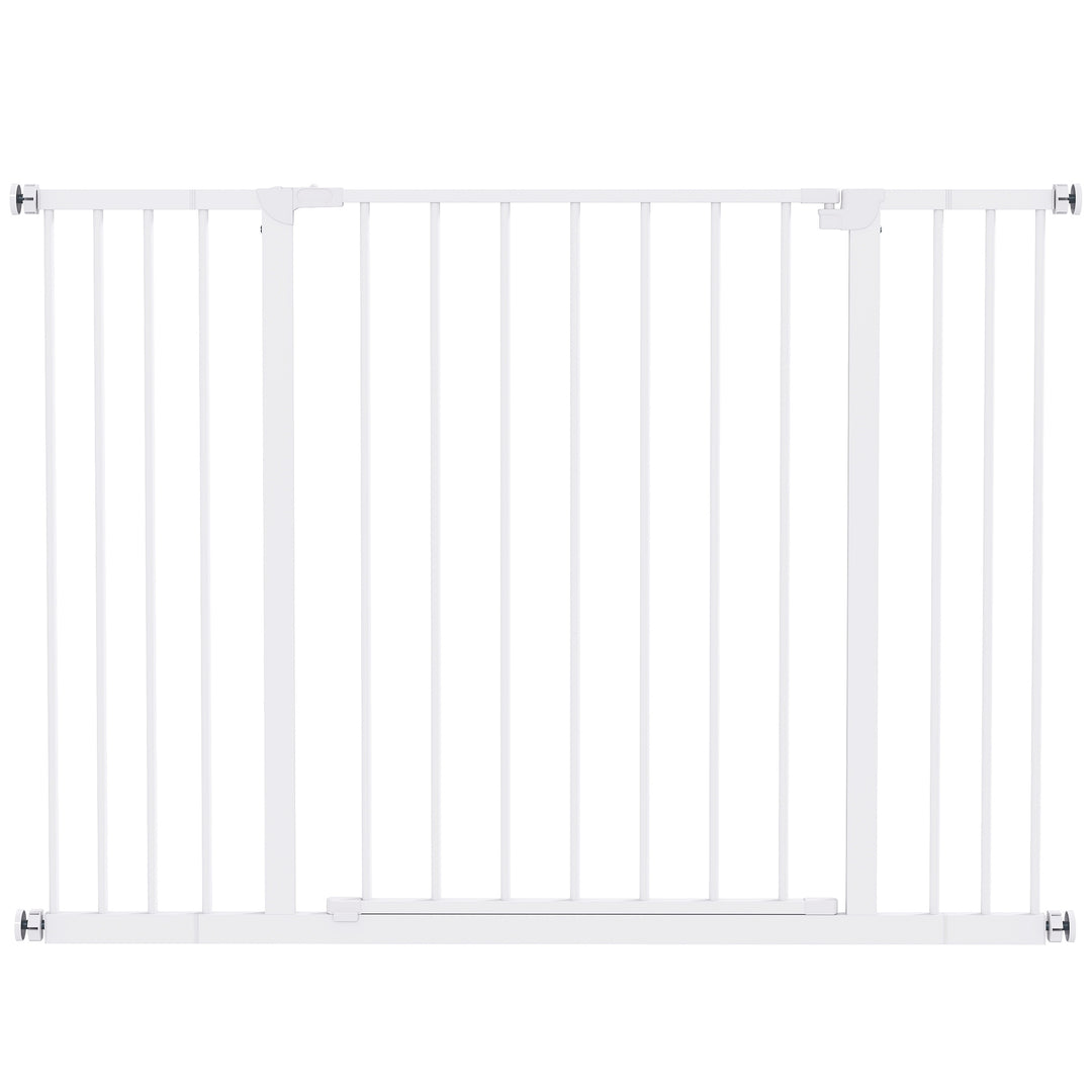 MCL Dog Gate Pet Safety Gate Stair Barrier Pressure Fit Adjustable 76-82/86-97/101-107 cm, White