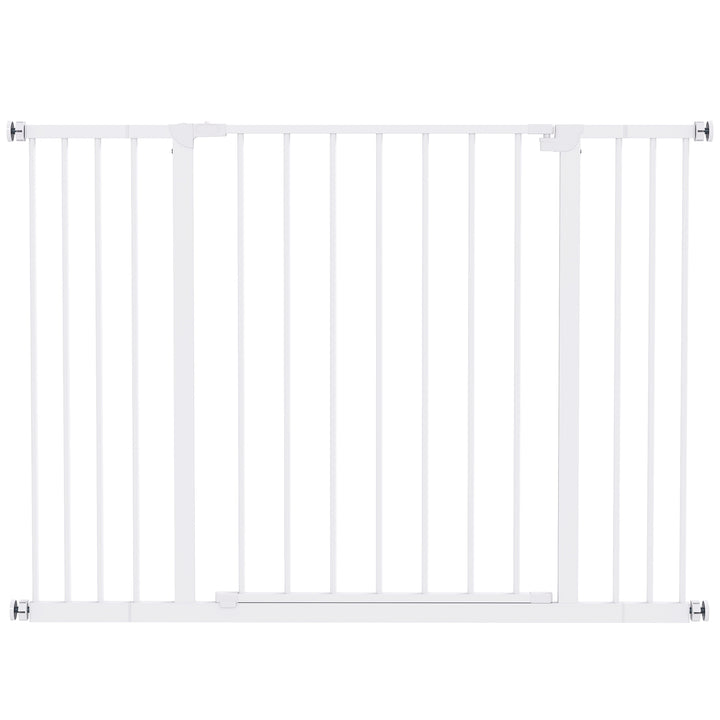 MCL Dog Gate Pet Safety Gate Stair Barrier Pressure Fit Adjustable 76-82/86-97/101-107 cm, White