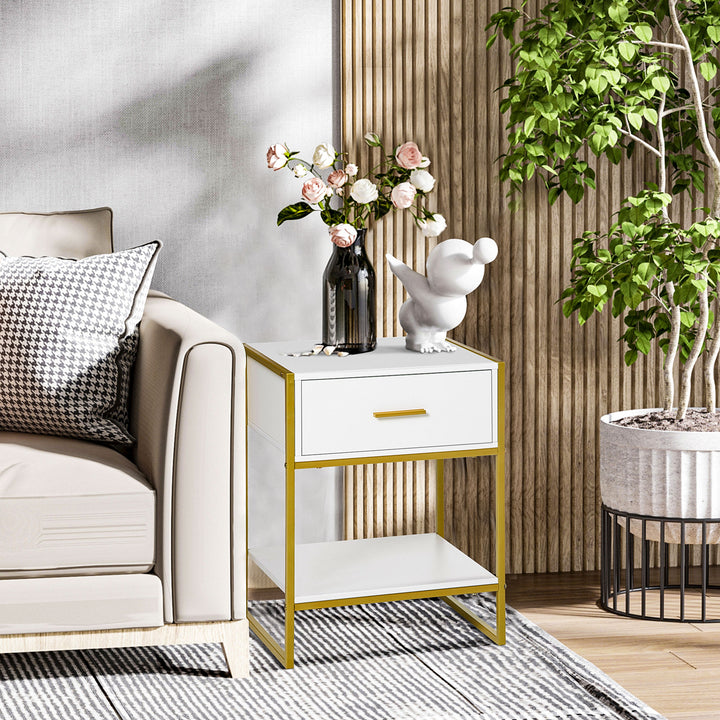 Modern Bedside Table - White